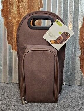 True Fabrications Metro Insulated 2-Bottle Wine Tote Picnic Set- NWT